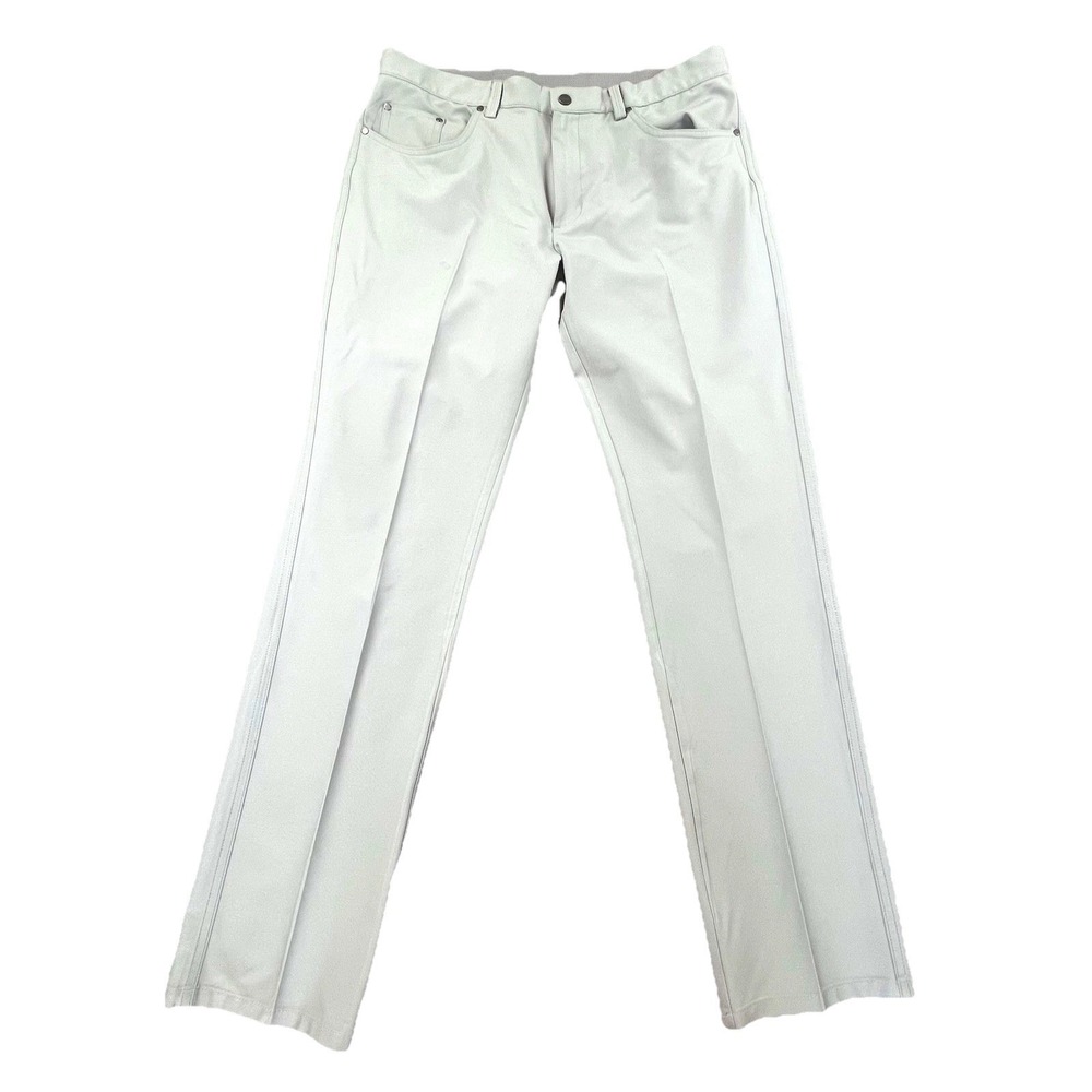 Greg Norman Mens Golf Pants 34x32 Gray Stretch Performance 5 Pocket Poly Spandex